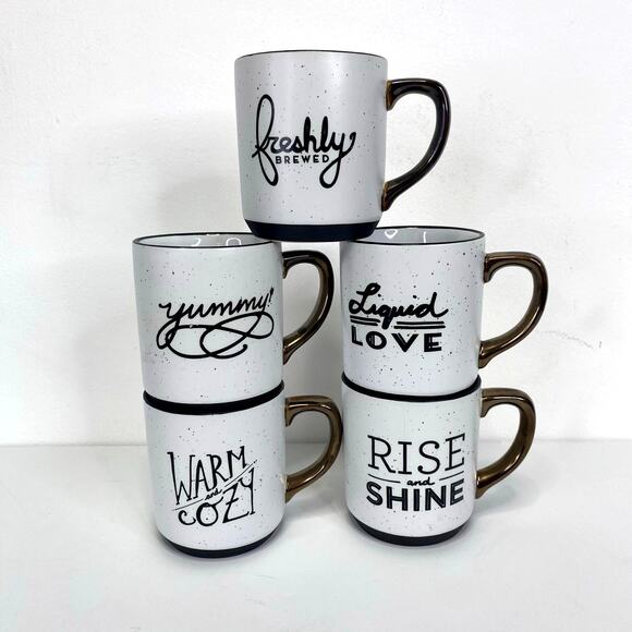 Target Threshold Other - THRESHOLD Target Retro Stoneware Coffee Mugs Set of 5 Farmhouse Fresh Brew 12oz